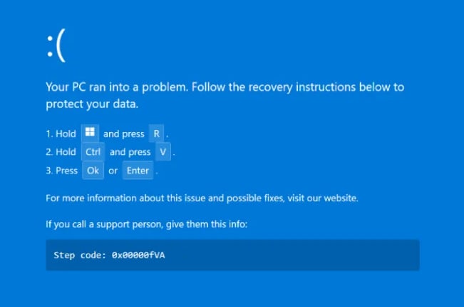 ClickFix Windows Crash Screenshot
